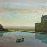 La récréation. Oil on board