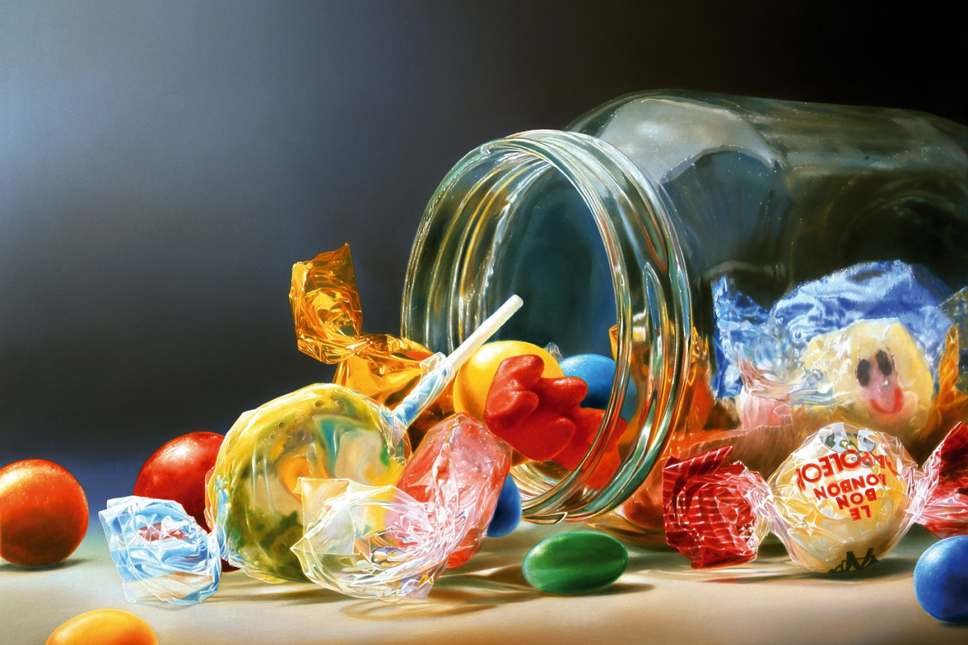 candy in a glass jar oil painting tjalf sparnaay