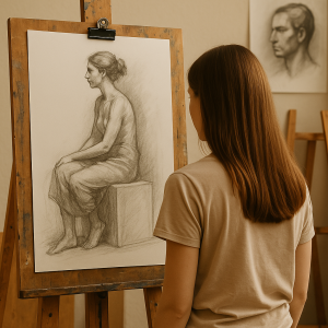 estudiante practicando dibujo de figura en Barcelona