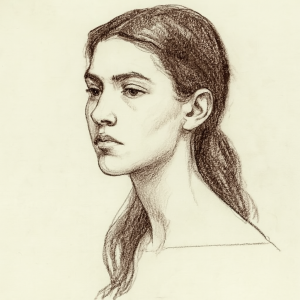 Alumno pintando retrato en un curso en Barcelona